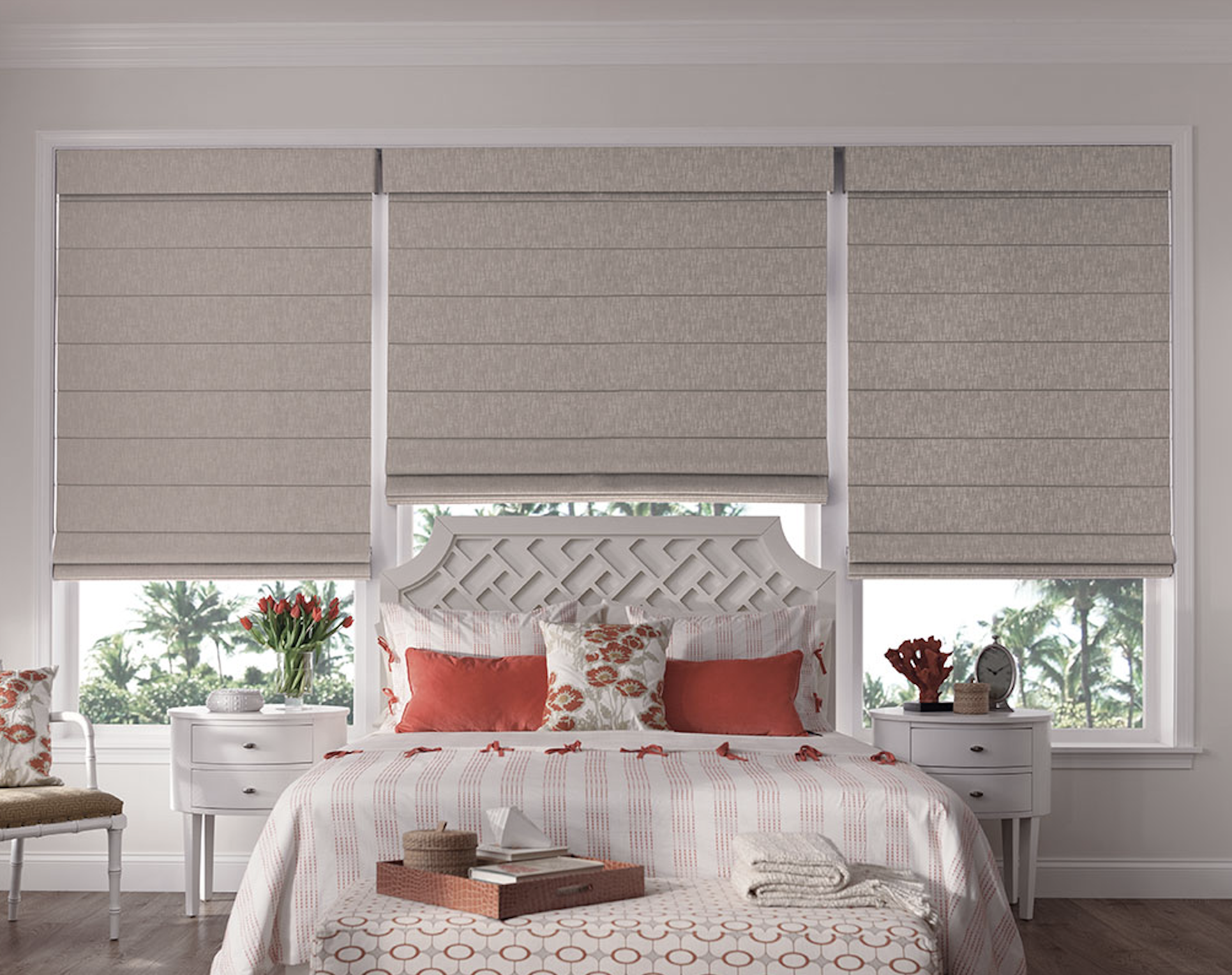 Store Romain Photique Avec Imprimé Fleurs - 60x120cm - Gris - Pour Cuisine/salle De Bain